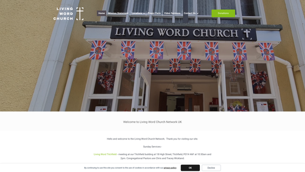 Screenshot of the Living Word Church Network website