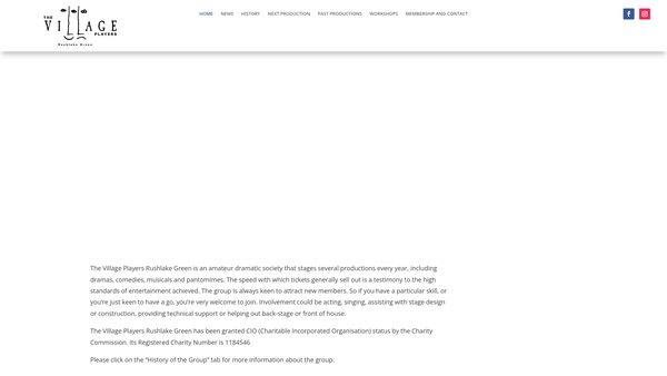 Screenshot of the The Village Players website