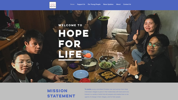Screenshot of the Hope For Life website