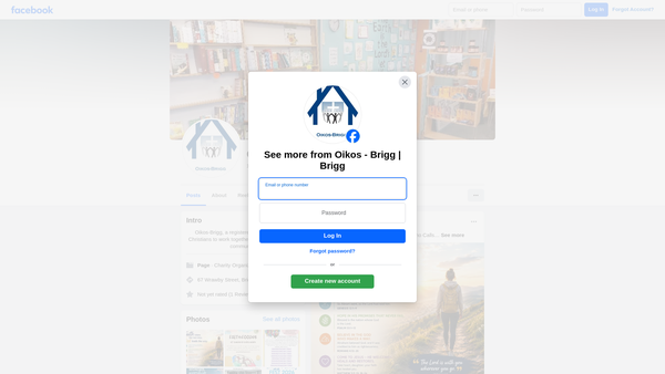 Screenshot of the Oikos- Brigg website