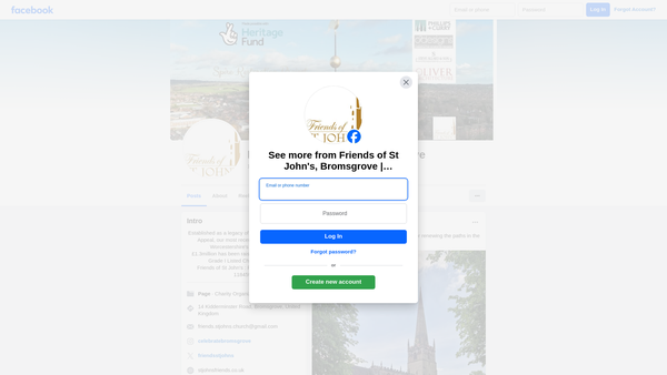 Screenshot of the The Friends Of The Church Of St. John The Baptist, Bromsgrove website
