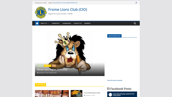 Screenshot of the Frome Lions Club (CIO) website