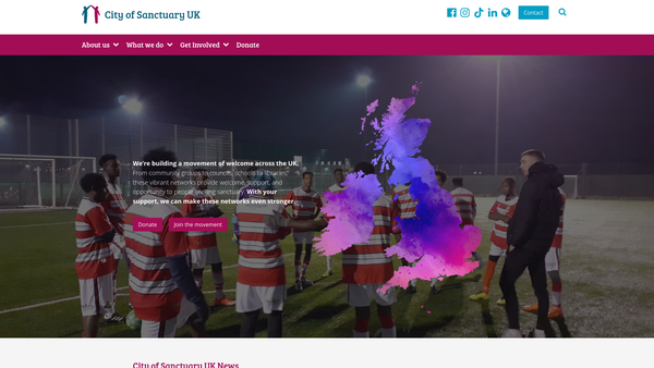 Screenshot of the City Of Sanctuary UK website