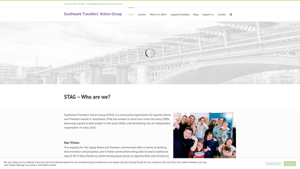 Screenshot of the Southwark Travellers' Action Group Ltd website