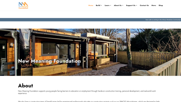 Screenshot of the New Meaning Foundation website