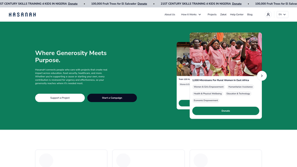 Screenshot of the Hasanah website