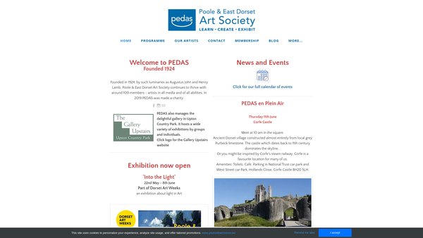 Screenshot of the Poole And East Dorset Art Society website