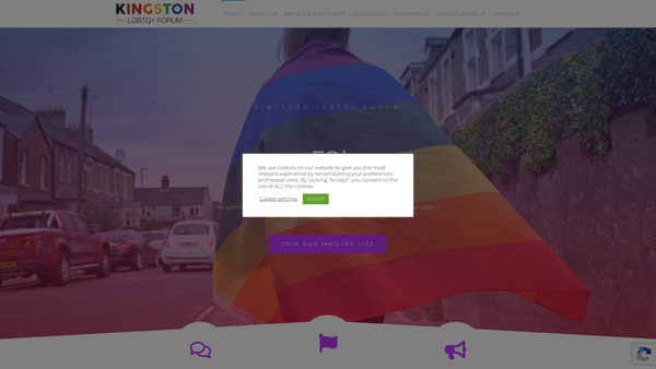Screenshot of the Kingston LGBT Forum website