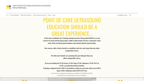 Screenshot of the Surrey Initiative For Training And Research In Ultrasound (Sitrus) website