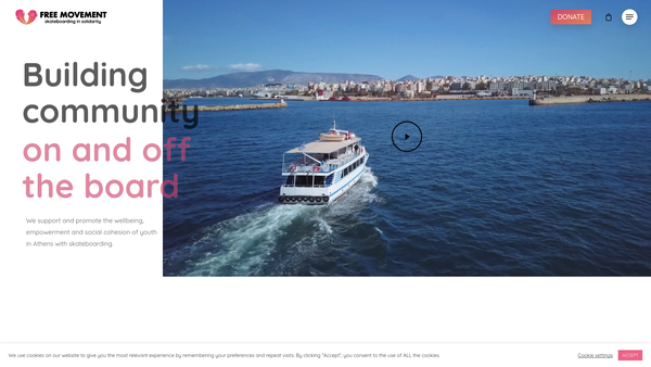 Screenshot of the Free Movement Skateboarding website