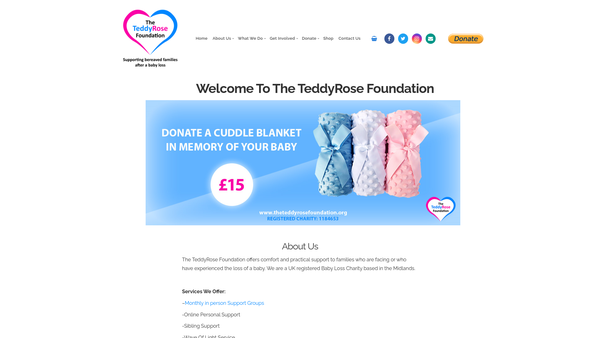 Screenshot of the The Teddyrose Foundation website