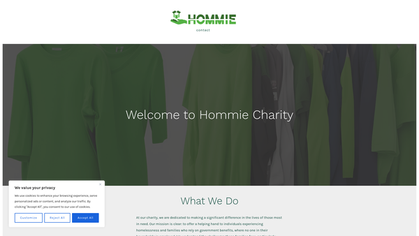 Screenshot of the Hommie website