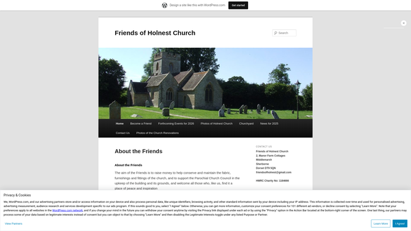 Screenshot of the Friends Of Holnest Church website