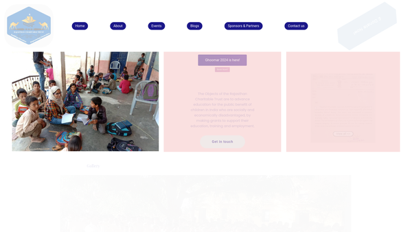 Screenshot of the Rajasthan Charitable Trust, UK website