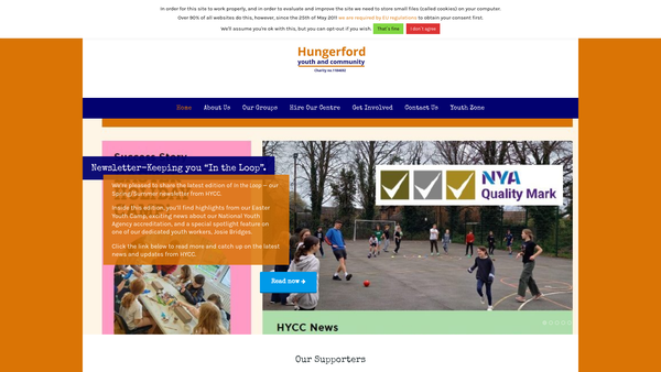 Screenshot of the Hungerford Youth And Community Centre website