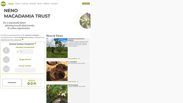 Screenshot of the The Neno Macadamia Trust (Malawi) website