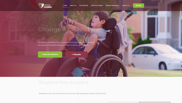 Screenshot of the Helping Disabilities Trust website