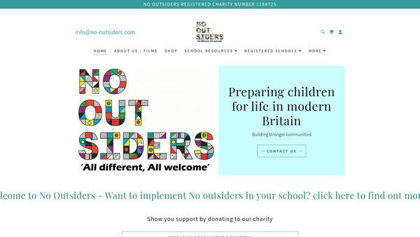 Screenshot of the No Outsiders website