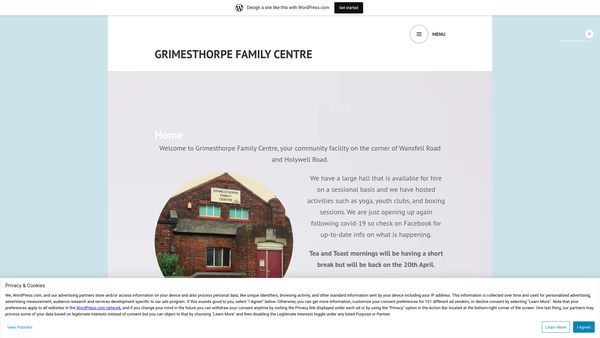 Screenshot of the Grimesthorpe Family Centre website