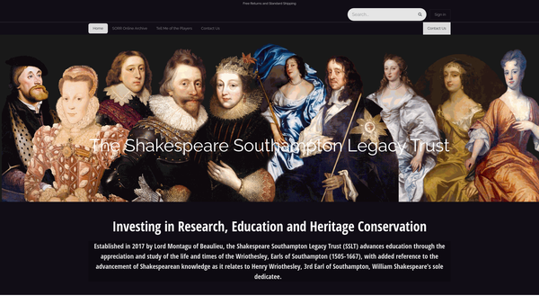 Screenshot of the Shakespeare Southampton Legacy Trust website