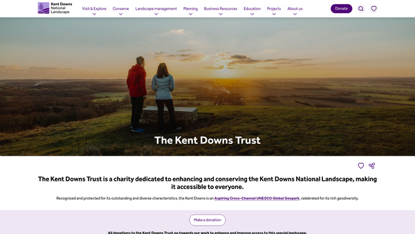 Screenshot of the Kent Downs Trust website