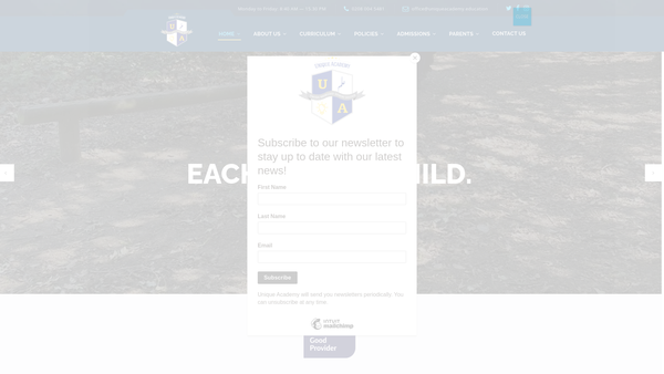 Screenshot of the Unique Knowledge Seekers Academy website