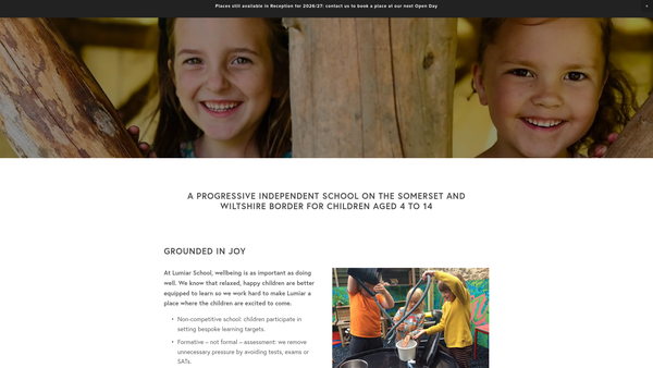 Screenshot of the Lumiar Stowford website