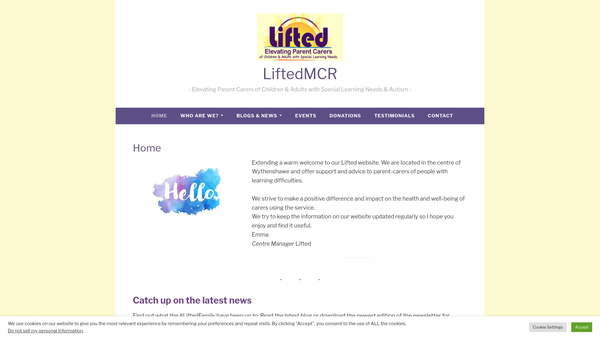 Screenshot of the Lifted website