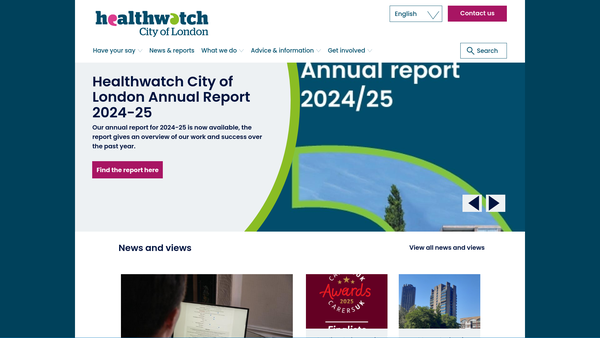 Screenshot of the Healthwatch City Of London website