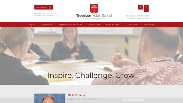 Screenshot of the Trevelyan Middle School Parent, Teacher And Friends Association website