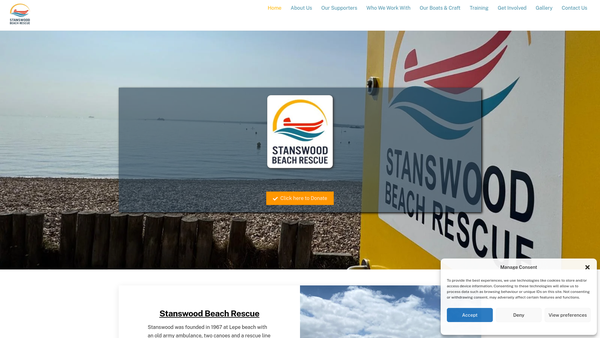 Screenshot of the Stanswood Beach Rescue website