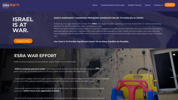 Screenshot of the Friends Of Esra In Israel website