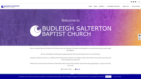 Screenshot of the Budleigh Salterton Baptist Church website