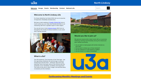 Screenshot of the North Lindsey U3A website
