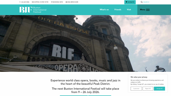 Screenshot of the Friends Of Buxton International Festival website