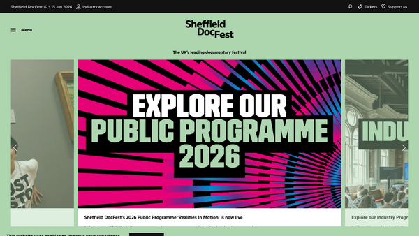 Screenshot of the International Documentary Festival Sheffield website