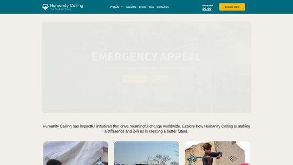 Screenshot of the Humanity Calling website