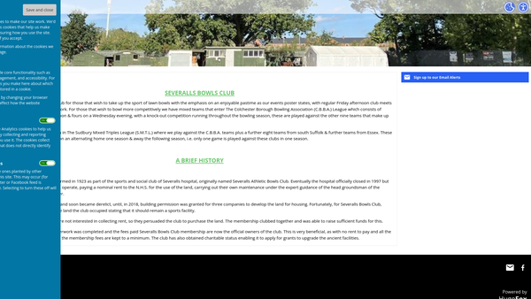 Screenshot of the Severalls Bowls Club website