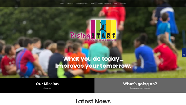 Screenshot of the Rising Stars Young People Services CIO website
