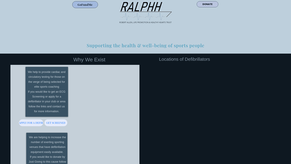 Screenshot of the The Robert Allen Life Promotion And Healthy Hearts Trust (Ralphh) website