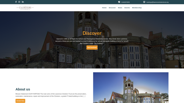 Screenshot of the Lawrence Cloisters Trust Limited website