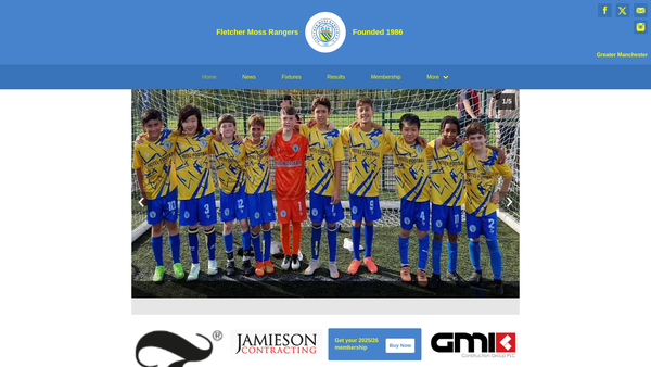 Screenshot of the Fletcher Moss Rangers Football Club website