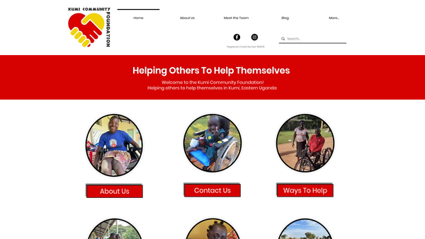 Screenshot of the Kumi Community Foundation website