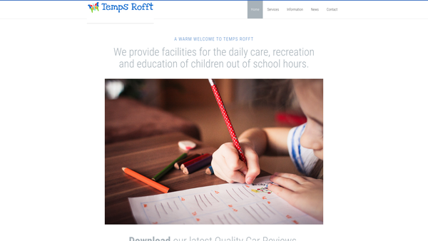 Screenshot of the Temps website