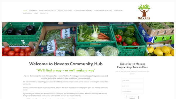 Screenshot of the Havens Community Cars website