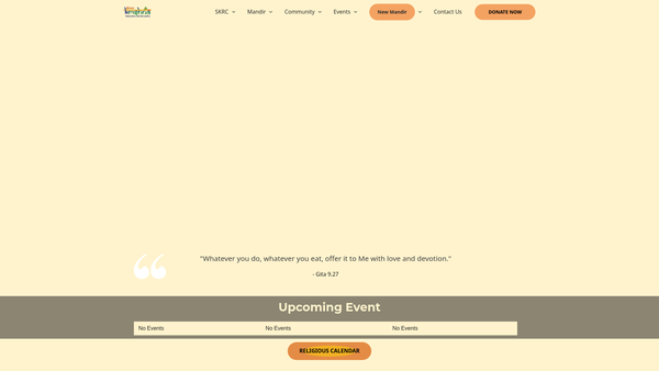 Screenshot of the Shree Krishna Resource Centre of Leamington and Warwick website