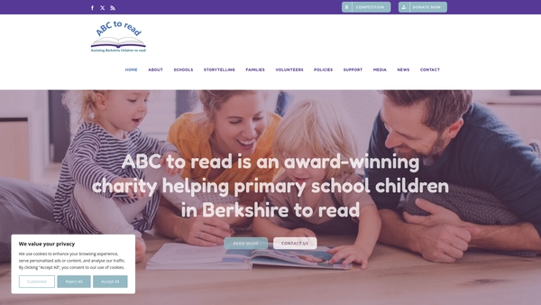 Screenshot of the Assisting Berkshire Children To Read website
