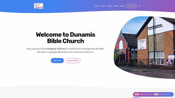 Screenshot of the Dunamis Bible Church (A.k.a. Dunamis Ministries) website