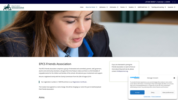 Screenshot of the KA Easthampstead Park PTA website