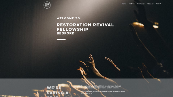 Screenshot of the Restoration Revival Fellowship Apostolic Ministry Bedford website